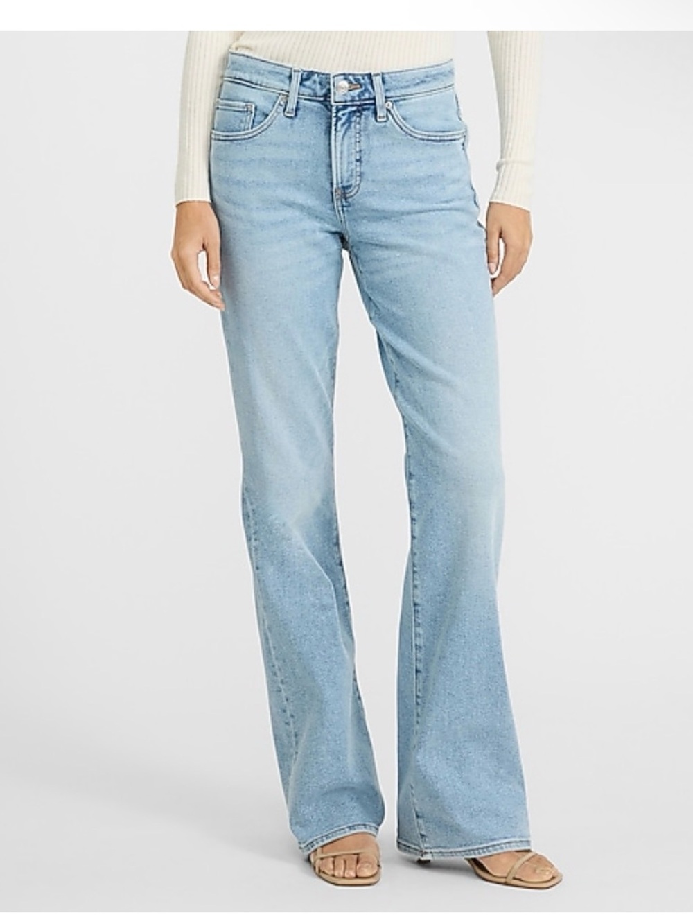 Express Light Blue Mid-Rise Boot Cut Jeans
